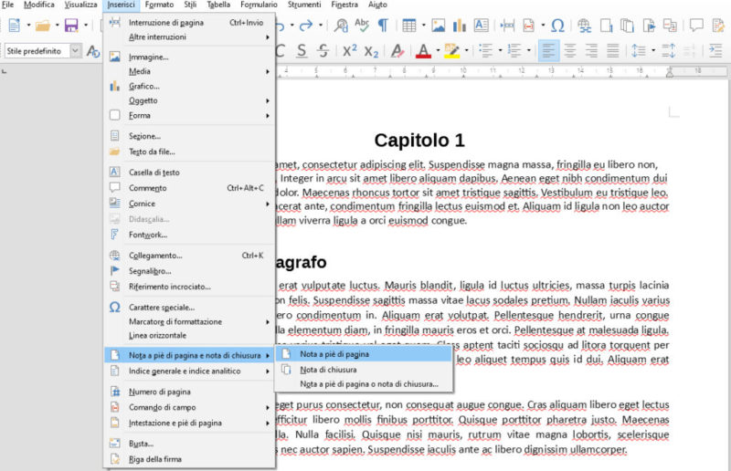 Note in LibreOffice