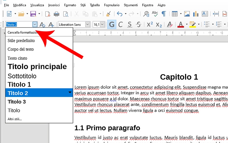 Stili dei titoli in LibreOffice
