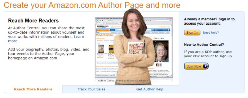 Come si apre la pagina autore su Amazon Author Central?